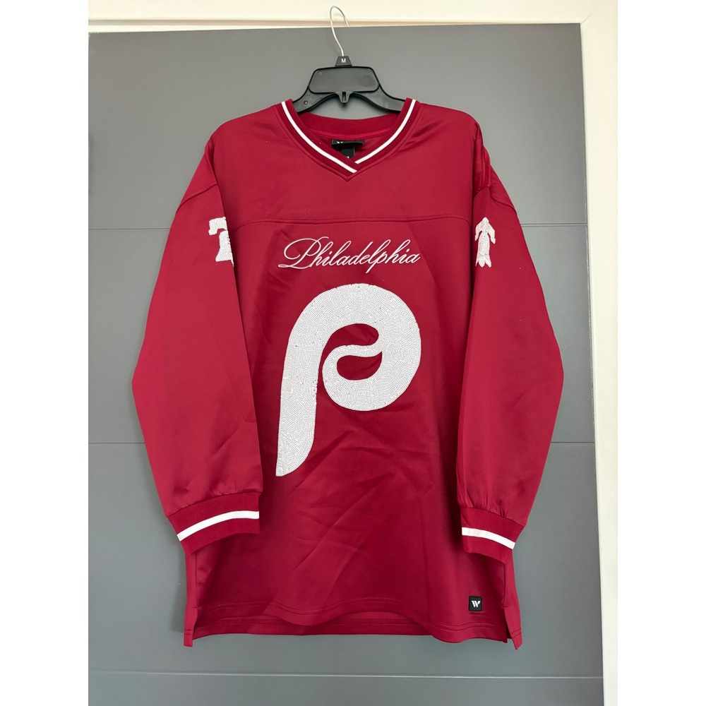Wild Collective Philadelphia Phillies Sequin Jersey Dress Anthropologie Maroon M